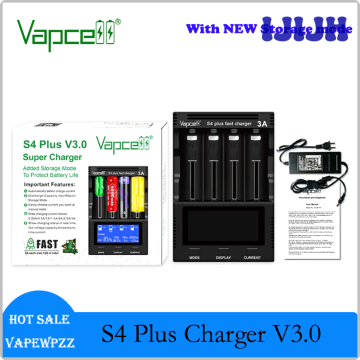 IJIJH Newest Original Vapcell S4 Plus Fast Charger V3.0 Upgrade Version ...
