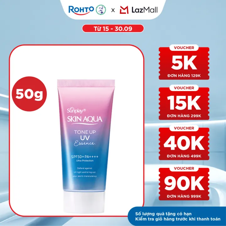 Kem chống nắng nâng tông Skin Aqua Tone up Lavender cho da tối màu & da vàng, dạng tinh chất Sunplay Skin Aqua Tone Up UV Essence Lavender SPF 50+ PA++++ 50g