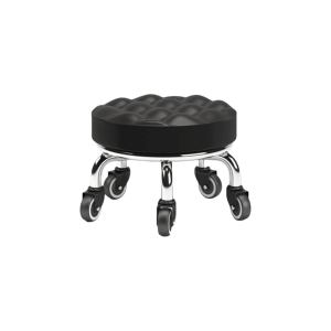OEUVR PU Leather Rotating Rolling Stool 360 Degree Rotating Waterproof Rolling Pulley Chair Lightweight Height Weight Capacity Round Stool With Wheels Household