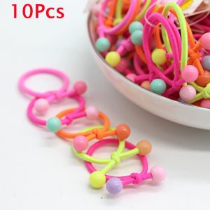 10ชิ้นเครื่องประดับผมสำหรับเด็กผู้หญิงยางรัดไม่เจ็บผมมีความยืดหยุ่นดีลูกปัดสีแดง