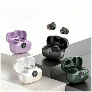 ชุดหูฟังบลูทูธ รูปลักษณ์ทันสมัย มัลติฟังก์ชั่น หูฟังไร้สาย โทรชัดเจน การออกแบบสองสี การทํางานแบบสัมผัส