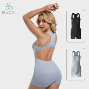 FUYOGI Womens Sports High-Intensity Gym Beauty Back Yoga Bodysuit Hip-Lifting Shorts Fitness