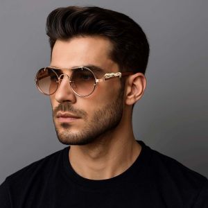 YOCKY Retro Double Bar Sunnies Lightweight Metal Leopard Plain Eyewear Party Waterproof  Polarized Sunglasses Women