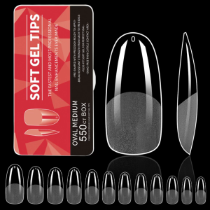 550PCS Clear Gel Nail Tips Full Cover Soft Acrylic Press On Extensions Professional Manicure for Salon and Home Use
