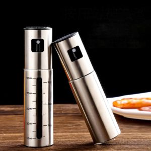 ZENGD เหล็กไร้สนิม ขวดสเปรย์น้ำมัน 100มล. ไม่ติดกระทะ ขวดสเปรย์แบบกดสำหรับห้องครัว ร้านอาหารในร้านอาหาร การออกแบบสเปรย์หมอก เครื่องพ่นน้ำมันมะกอก น้ำมันที่กินได้