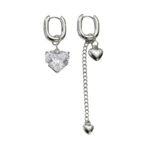 GENENIC Heart Shape Asymmetric earrings Tassel Design Y2K Long Pendant Earrings Aesthetic Elegant Crystal Heart Earrings Party Wear