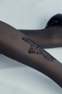 Nội y phụ nữ vớ cao pantyhose in hình bươm bướm quần bó sát gợi cảm mịn liền mạch quần bó eo cao đen trắng