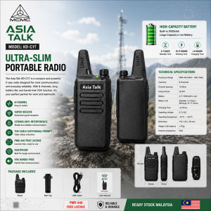 ASIA TALK ULTRA-SLIM PORTABLE RADIO KD-C1T POKET SIZE RADIO MINI WALKIE TALKIE 8CH (1PAIR) MCMC & SIRIM APPROVED