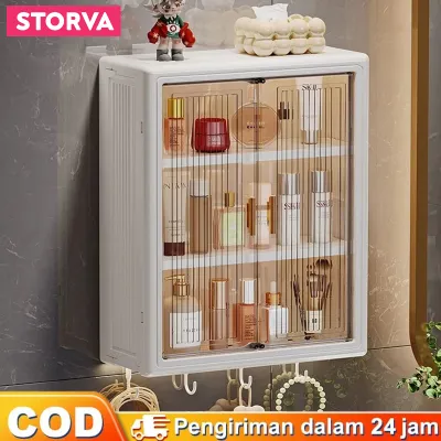 Rak Dinding Ori Storva untuk Kosmetik dengan Pintu Kaca Transparan dan Rak Penyimpanan