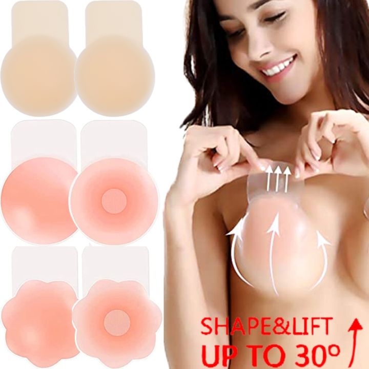 navy blue dress for baby girl DODOING Silicone Bra Adhesive Bra Strapless Sticky Invisible Push up  Silicone Bra for Backless Dress with Nipple Covers Black main image 1