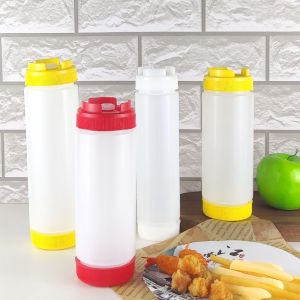 CASUALTY FASTEN20EN6 16oz 20oz 24oz Sauce Bottles Double Head Big Capacity Squeeze Bottles Kitchen Tools Plastic Tomato Catchup Dispenser Picnic Cooker