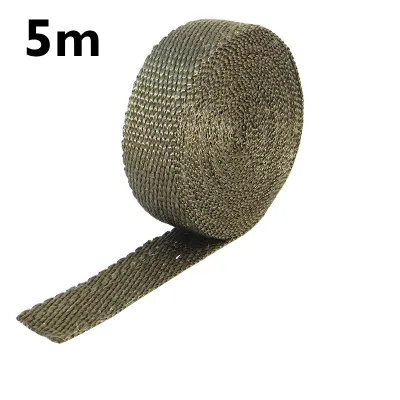 Motorcycle Thermal Wrap Insulating Exhaust Muffler Motorcycle Fiberglass Heat Shield Tape with 4Pcs Stainless Ties