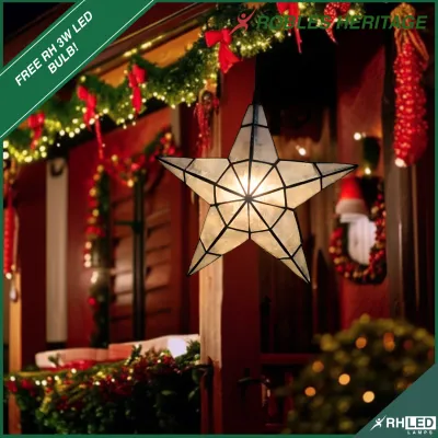 Robles Heritage Elegant Capiz Shell Star Lantern Waterproof Indoor/Outdoor Light with Free LED Bulb Energy-Saving New | XP0038 - Star / Parol