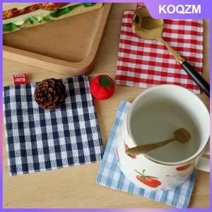 KOQZM 1 5pcs Fabric Coaster Tea Towels Double Cloth Placemat Pure Cotton Insulation Pad Mug Pad Kitchen Table Decor