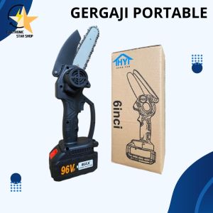 Gergaji Mini Portable Pemotong Kayu Listrik Tanpa Kabel Mesin  Dengan Baterai Tahan Lama