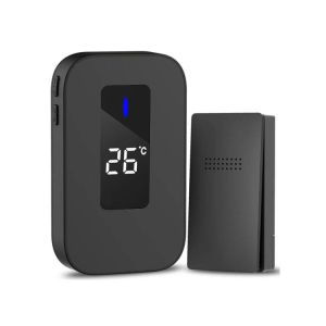 Wireless Doorbell Self-powered Waterproof Home UK Plugs Temperature Indication with 38 Chimes 4 Volume Levels