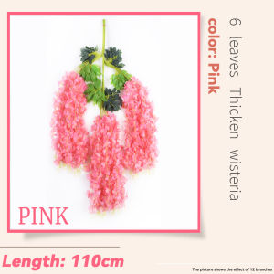 【Fast Delivery】12PCS 110cm/Piece Artificial Fake Wisteria Vine Ratta Hanging Garland Silk Flowers String Home Party Wedding Decor