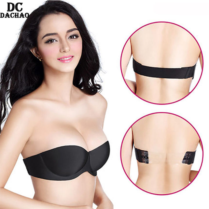 Women's Push Up Strapless Bra Mul-tiway Invisible Backless Clear Straps  Lingerie
