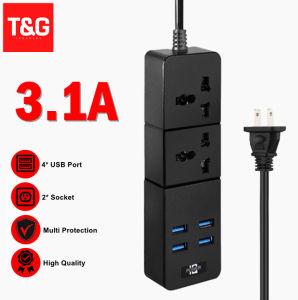 TB-T07 Universal Power Extension US Plug 3.1A 4 USB Port 2 Socket