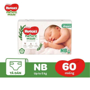 Huggies Nature Made tã dán NB 60 miếng cho bé từ 0 đến 5kg