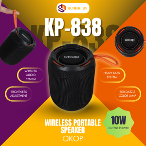 OKOP KP-838 Wireless Portable Bluetooth Speaker RGB Dazzle Color Lamp
