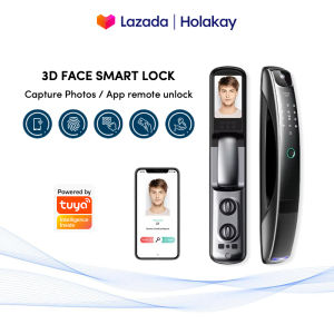 Tuya WiFi 3D Face Smart Door Lock Security Camera Intelligent Fingerprint Password Biometric Electronic Key Unlock For HDB Wooden Main Door and 7085 Mortise