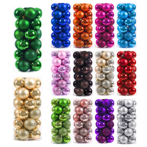 24Pcs Festival Plastic Decorative Ball Electroplated Design With Multi Color Option For Tree Decoration