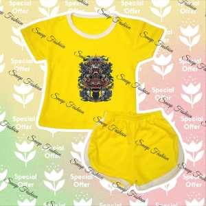 Setelan Kaos Anak Perempuan Dan Cowok Celana Pendek Motif BARONG Umur 6 Bulan - 7 Tahun