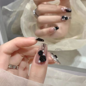 24 Pcs Decorative Fake Nails Set French Nail DIY Design Extension Nail Art Long Style Nail Patch