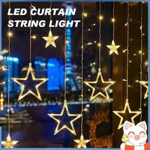 LED Lights String Pentagram Star Curtain Fairy Lights Wedding Birthday Christmas Lighting Indoor Decoration Light Remote Control