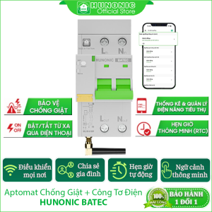 Công Tơ Điện Aptomat Chống Giật Chống Rò Hunonic Batec Hẹn Giờ Thông Minh RTC