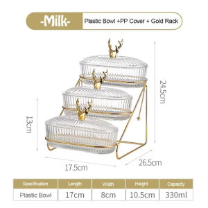 Multi Layer Fruit Plate Tray Dessert Display Stand With Metal Rack Holder Party Serving Platter Snack Candy Plate Food Organizer With Cover For Living Room Afternoon Tea Party Wedding Luxury Tray