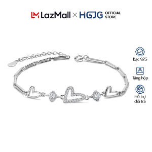 Lắc Tay Bạc Nữ HGJG Kiểu Dáng Trái Tim Đính Đá Dễ Thương Bạc 925 Phong Cách Thanh Lịch Nhẹ Nhàng