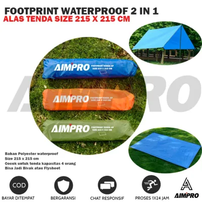 foot print Aimpro waterproof 215x150 cm alas tenda 3 in 1 footprint flysheet matras - alas tenda 4 orang 215x215 cm