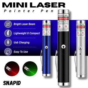 Mini Laser Pointer Pen USB Rechargeable Red Green Light Presentation Teaching Pointer Portable