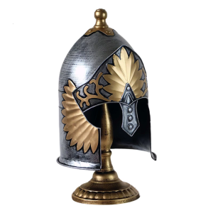 Royal Helmets Detailed Iron Sculpture with Base Classical Medieval Headpiece Decors for Collectors and History Buffs