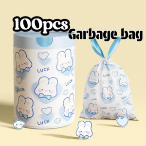 200pcs Drawstring Garbage Bag Thickened AutomaticClosing Kitchen Trash Bag Portable Garbage Bag Bathroom Trash Bags