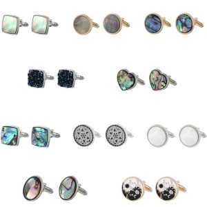 NEB11 Shell French Shirt Cufflinks Shirt Cuff Link Gradient Color Men Cufflinks Creative Fashion Jewelry Geometric Cufflinks Wedding