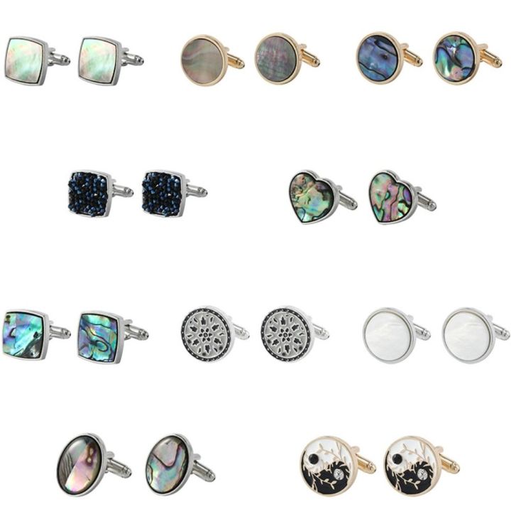 Green Pink Plaid Men's Cufflinks & Shirt Stud Set - 1.7cm Round Classic Jewelry Accessories