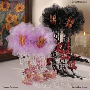 [COD] SweetBabiese Thanh lịch lưới hoa bướm tua nắm clip cho phụ nữ sau khi não kẹp tóc mũ nón phụ kiện Quà Tặng