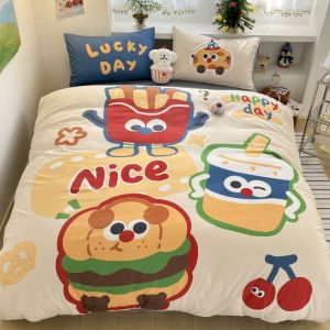 Cartoon ins Kapibara Cute Home Bed Sheet and Quilt Cover Four-Piece Set a Super soft student dormitory three-piece set LZD