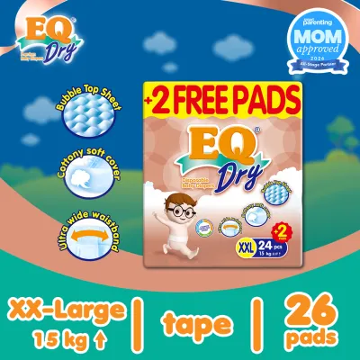 EQ Dry XXL (Over 14 kg) - 24 pcs x 1 pack (24 pcs) - Tape Diapers
