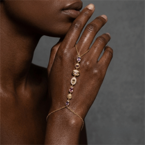 WXUZGC168 Vintage Hand Chain Bracelet Water Drop Shape Stainless Steel Finger Connect Bracelet Luxury Rainbow Geometric Linked Hand Chain for Women