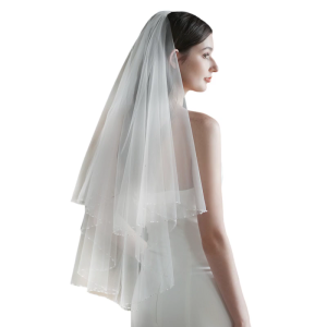 Elegant Single Layer Bridal Veils with Pearls for Wedding or Engagement Party Bridal Hair Accessories Photo Props
