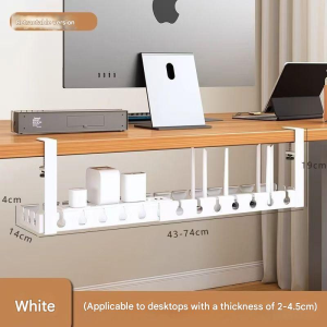 Under Table Storage Wire Organizer Storage Under table Storage Rack No-Drill Cable Basket Metal Adjustable Cable Management Tray