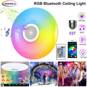 MIAOKA 2020 Upgraded LED Music Ceiling Light with Bluetooth Speaker 18/30/50W E27 Interface Modern Light Fixtures with RGB Color Changing Family Party Star Lights (Remote Includes)