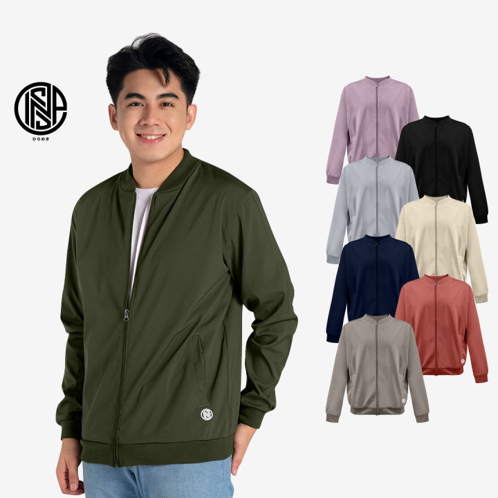 INSPI Bomber Jacket for Men with Zipper Plain Trendy Tops Casual