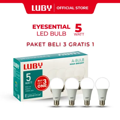 LUBY Lampu Bohlam LED A Bulb Multipack 5 Watt Cahaya Putih Beli 3 Gratis 1 Eyesential