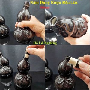 Bình Đựng Rượu Gốm Sứ 500ML Bát Tràng mẫu hồ lô nghiêng màu đen bóng - Nậm Rượu Bát Tràng cho giới sành tửu – Nậm Đựng Rượu Đẹp (L4A)