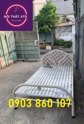 Giường sắt đơn kích thước 80cm-1m-1m2-1m4-1m6-1m8 dài 2m lắp ráp tận nơi giá rẻ